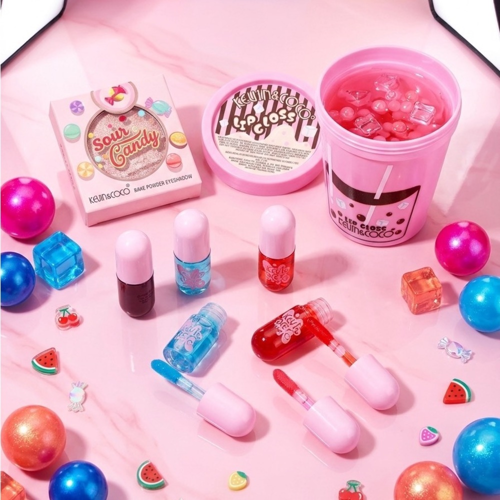 Cute Pink Lip Gloss & Lip Oil Set